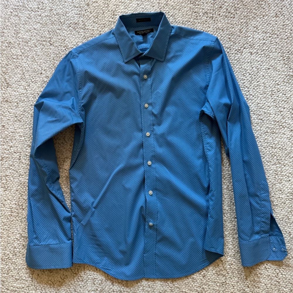 Banana Republic Men's Tech Stretch Cotton Dress Shirt - Small - Slim Flex Fit